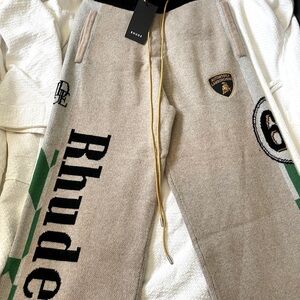 Rhude Lamborghini Beige Wool Cashmere Blend Knit Pants-NWT-Size M